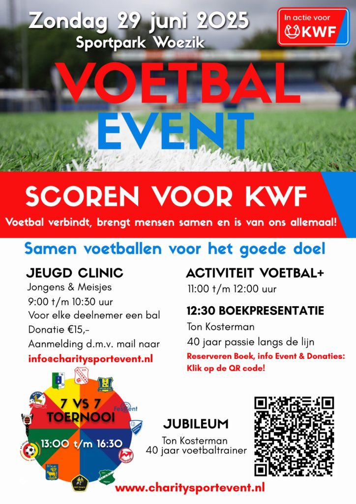 Zondag 29 juni Voetbal event Scoren voor KWF